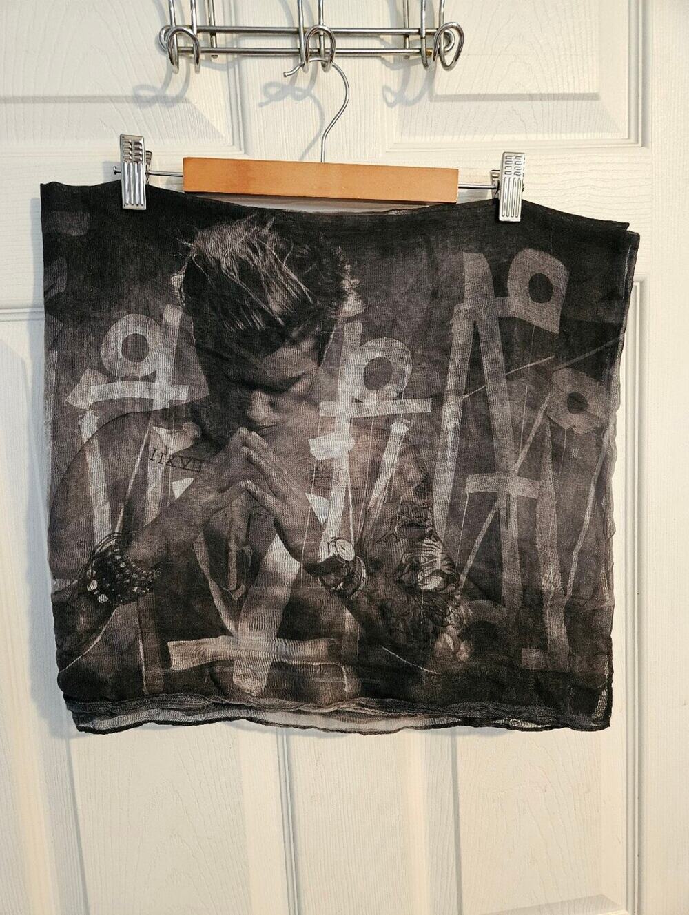 Woman's Infinity scarf with punk rock gothic motif OS